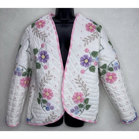 Handmade Crossstitch Upcycled Mentorsilly Jacket Size Large - Picture 3 of 12
